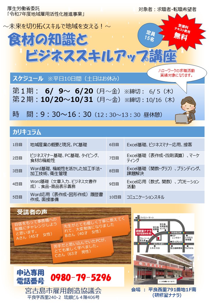 食材の知識とビジネススキルアップ講座